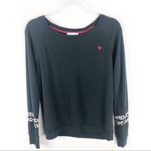 P.J. Salvage- Thermal Knit Top with Animal stripes at cuffs size: S